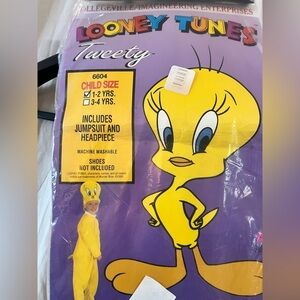 Vintage Looney Tunes Tweety Bird Costume Jumpsuit & Headpiece - Children Age 1-2